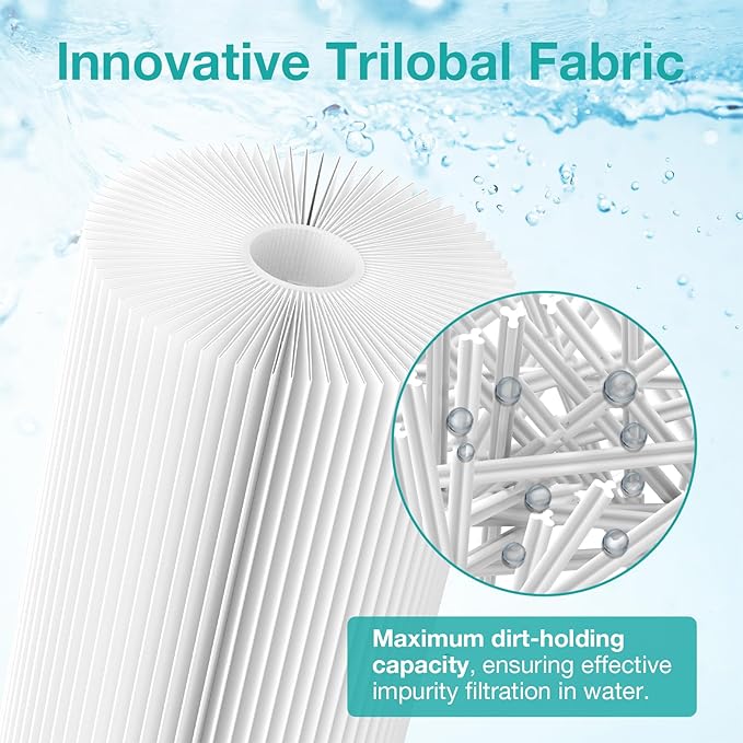 SimPure 10"x4.5" Pleated Sediment Water Filter, 20 Micron Whole House Water Filter Cartridge for Well Water Compatible with FXHSC, ECP20-BB, R50-BBSA, CB1-SED10-BB (4 Pack)