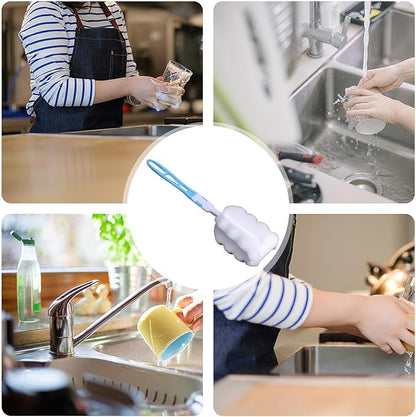 360° Rotatable Head Soft Bottle Brush - Foam Bottle Brush | Non-Scratch Washing Scrubber Cleaner | Foam Brush for Tumblers | Bottle Soft Brush | Baby Bottle Sponge Brush | Easy Clean Sponge Brush