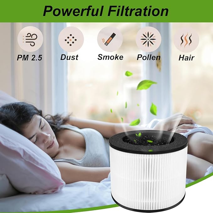 H08 Replacement Filter Compatible with Himox H08 H08P Air Purifier, 3-Stage Filtration H13 HEPA and Activated Carbon, Part # H08P (H08), 2 Pack
