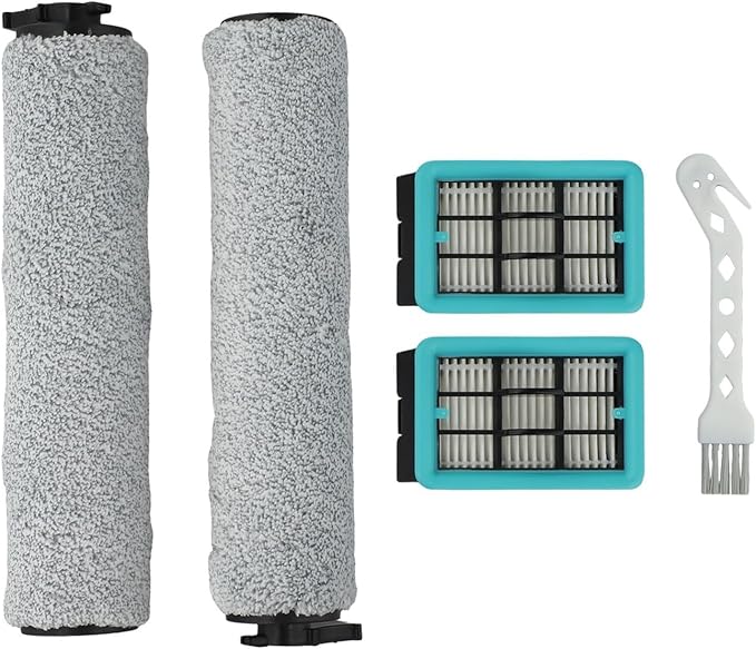 Replacement Brush Roller And Filters For Bissell For CrossWave 3831 HF2 3845 3847 3848 Floor Scrubber Wet and Dry Vacuum Cleaner Accessories, 2 Roller brush + 2 Filters + 1 Cleaning brush