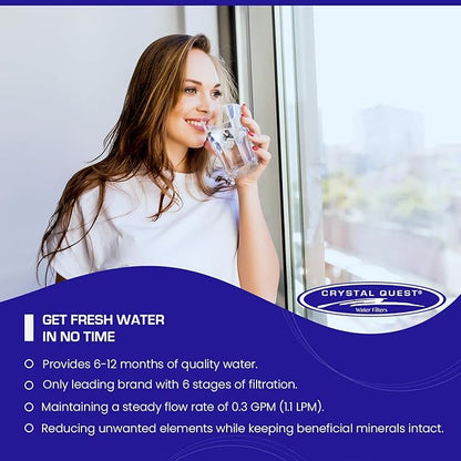 Crystal Quest Faucet Mount Filter Cartridge – Advanced Multi-Stage Filtration for Chlorine, Heavy Metals, VOCs, & More 6-12 Months Lifespan, Easy Tool-Free Installation