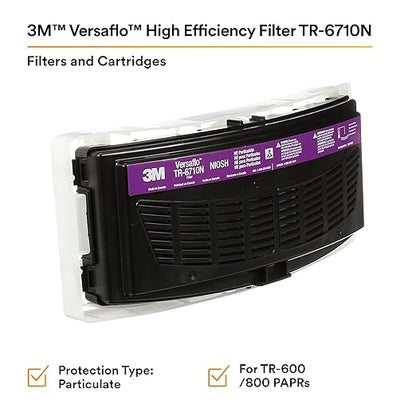 3M Versaflo High Efficiency Particulate Filter TR-6710N-5, Pack of 5, for TR-600 PAPRs