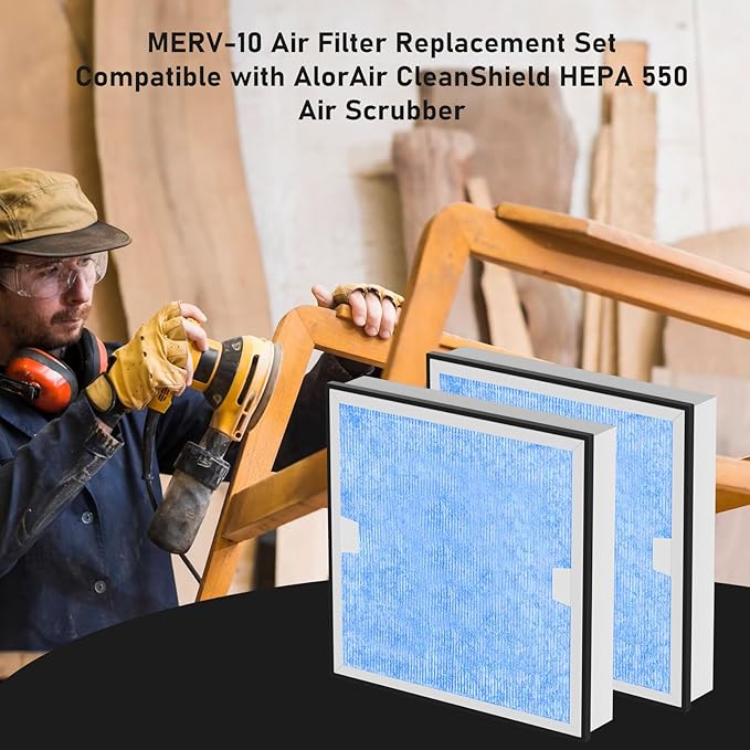 Carmerny HEPA & Activated Carbon Filter Replacement Set Compatible with AlorAir CleanShield HEPA 550 Air Scrubber (Pack of 2)