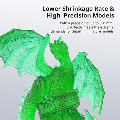 ANYCUBIC Water Washable 3D Printer Resin 2.0, 405nm High Precision 3D Resin, Low Shrinkage Photopolymer Resin for 4K/8K/12K Capable LCD DLP Resin 3D Printer (Clear Green, 1000g)