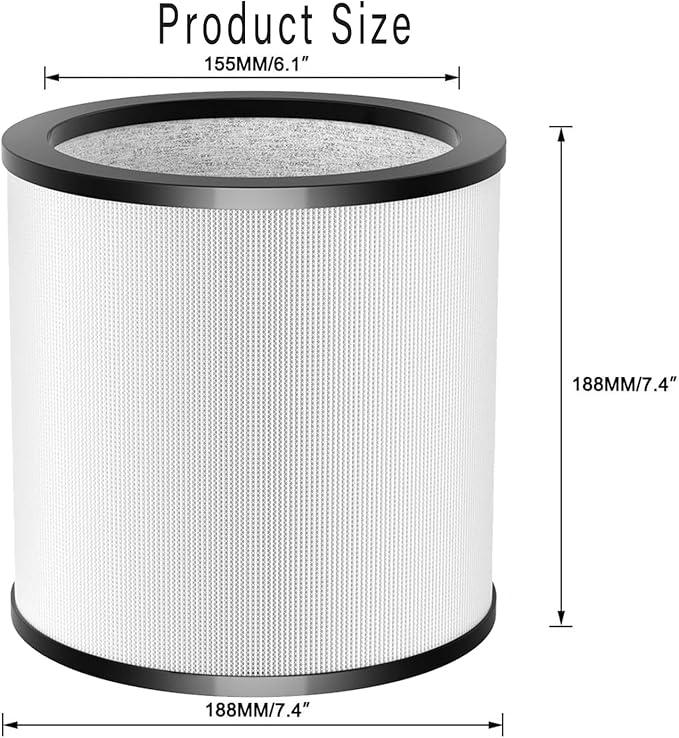 Updated TP01 Filter, 360 Glass HEPA Filter Replacement for Dyson Air Purifier Pure Cool Link TP01 TP02 TP03 AM11 Tower Fan, Pure Cool Me BP01 Personal Purifying Fan, Compare to 968126-03,2 Pack,Black