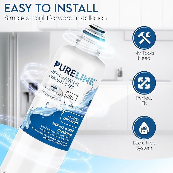Pureline Replacement for Bosch® Ultra Clarity® Pro Water Filter, BORPLFTR50, 11025825, BORPLFTR55, 12028325, 11032531, 12033030, B36CT80SNS, B36CL80ENS, WFC100MF, WFS200MF Refrigerator Water Filter