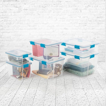 Sterilite 24-Pack Gasket Box, Weather-Resistant Storage Bins with Latching Lids, 7.5 Quart - Heavy-Duty Organizing Containers for Closet, Bathroom, and Office