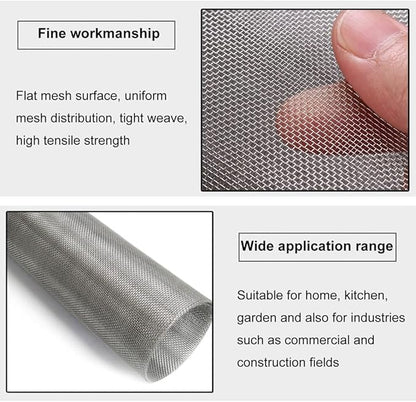 MRYBD 304 Stainless Steel Woven Wire Mesh Small 1mm Hole Fine Wire Mesh, 30 Mesh Drain Cover Mesh, Garden Insect Screen, for Air Bricks, Window, Vents, Filter 1x1m