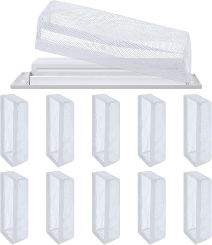 Zonon 12 Pcs 4 x 10 Inch Floor Register Trap Cover Vent Screen for Home Vent Mesh Elastic Band Filter Floor Register Trap Keeps Pet Hair, Food Out(White)