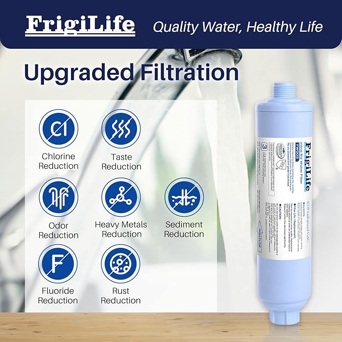 RV Water Filter, NSF/ANSI 42, for RVs Marines, Boats, Campers, for Drinking, Washing, Gardening, Camping, Planting, and Spa, Reduces Chlorine, Bad Taste Odor with Hose Protector, 2PACK