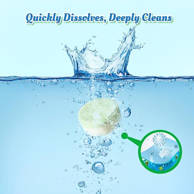 Garbage Disposal Cleaner Deodorizer Tablets-24 Pack Deep Cleaning Disposer Descaler Freshener-Heavy Duty Grease Grime Limescale Odor Smell Remover-for Kitchen All Disposals Mint Foaming 1 Year Supply