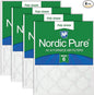 Nordic Pure 16x24x1 (Actual Size: 15 1/2 x 23 1/2 x 3/4) Poly Green MERV 6 AC Furnace Air Filters – Reduces Dust, Pollen, Pet Dander & Allergens – 4-Pack
