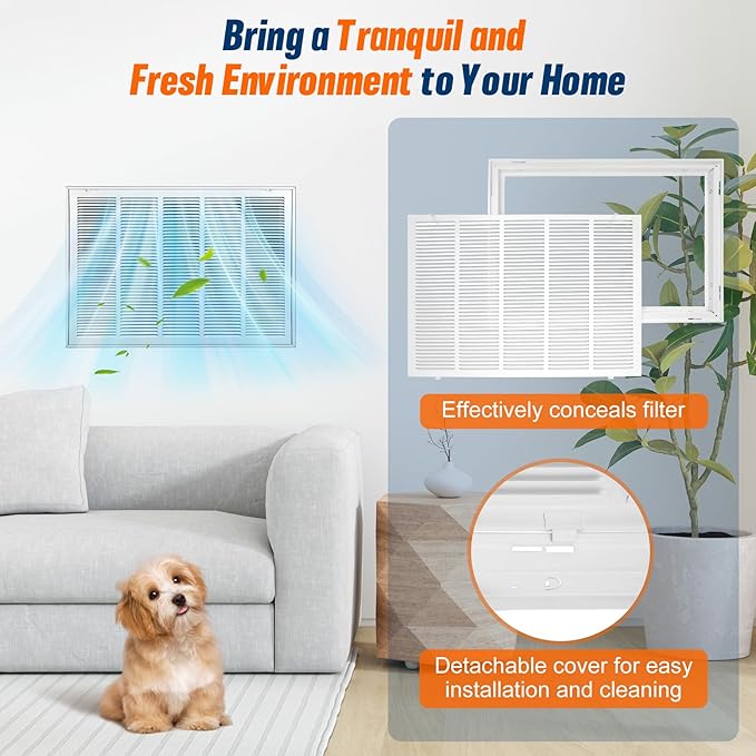 Fancat Return Air Filter Grille for 30x20 Ducts, Steel Air Vent Cover with Removable Door for 1" Filters | Fits Sidewall & Ceiling | Outer Size: 32 5/8" W x 22 5/8" H