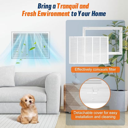 Fancat Return Air Filter Grille for 30x20 Ducts, Steel Air Vent Cover with Removable Door for 1" Filters | Fits Sidewall & Ceiling | Outer Size: 32 5/8" W x 22 5/8" H