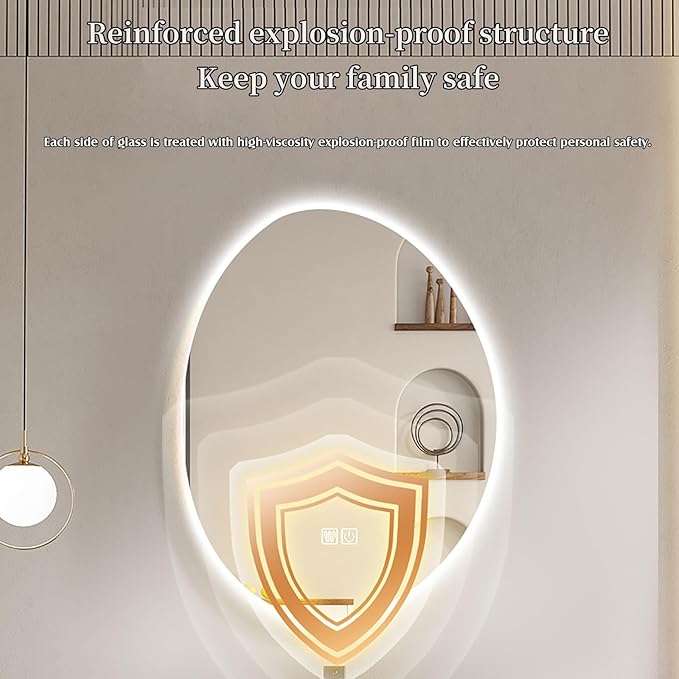 JSLJDM 700 X900 mm Illuminated Backlit LED Bathroom Mirror, Wall Mounted Multifunction Bathroom Vanity Mirror with Lights and Demister Pad, Energy-Saving Illuminated Smart Mirror