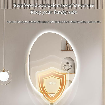 JSLJDM 700 X900 mm Illuminated Backlit LED Bathroom Mirror, Wall Mounted Multifunction Bathroom Vanity Mirror with Lights and Demister Pad, Energy-Saving Illuminated Smart Mirror