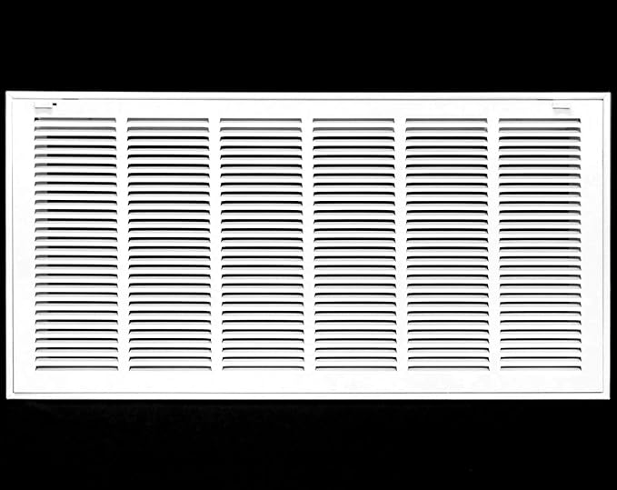 34" X 12" Steel Return Air Filter Grille for 1" Filter - Easy Plastic Tabs for Removable Face/Door - HVAC Duct Cover - Flat Stamped Face -White [Outer Dimensions: 35.75w X 13.75h]