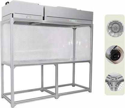 INTSUPERMAI Vertical Laminar Flow Hood Air Flow Clean Bench Workstation Lab Fume Hood with HEPA Filter 2 Station Dust Free Room Workshop for Phone LCD Repair Workshop Laboratory Using 110V