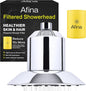 Afina Filtered Shower Head - Water Softener Showerhead with KDF-55 Shower Filter for Hard Water - High Pressure Rain Fall Experience - Universal Fit (Chrome)