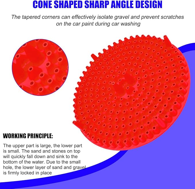 2PCS Car Wash Bucket Grit Trap Insert, 10.2" Vehicle Detailing Washing Filters for Dirt & Debris Trapping, Auto Collecting Sediment Cleaning Tool, Universal for SUV Sedan Truck (Red)
