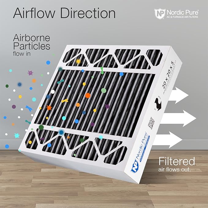 Nordic Pure 20x20x5 (Actual Size: 19 5/8 x 19 7/8 x 4 3/8) Honeywell Replacement Furnace Filters MERV 10 Plus Carbon 4 Pack