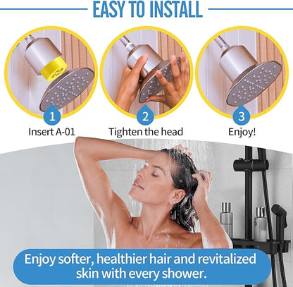 DerBlue 4PCS A-01 Multi-Stage shower head filter replacement Compatible with Afina Filtered Showerhead for Hard Water,Remove Chlorine and Other Impurities