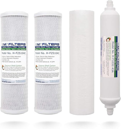 APPLIED MEMBRANES Reverse Osmosis Filter Replacement Set, 50 GPD Pre and Post, Complete RO Filter Set, For 5-Stage Reverse Osmosis, Undersink Water Filtration Systems, Set of 4