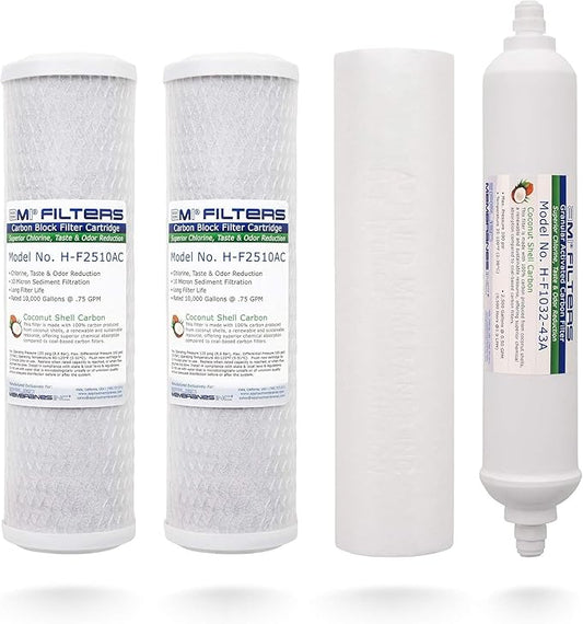 APPLIED MEMBRANES Reverse Osmosis Filter Replacement Set, 50 GPD Pre and Post, Complete RO Filter Set, For 5-Stage Reverse Osmosis, Undersink Water Filtration Systems, Set of 4