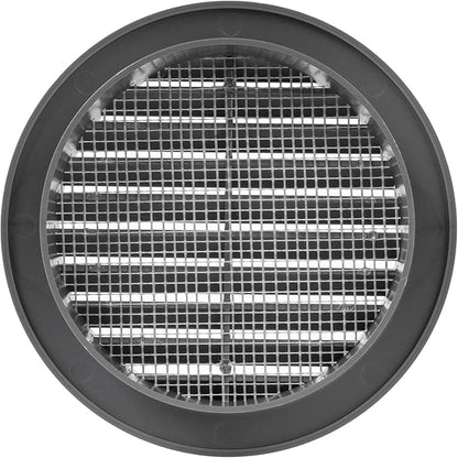 Graphite/Gray 4" Inch Round Ventilation Grille with Screen mesh. (Duct 4Ø / Grille 5Ø) Ventilation Applications. Indoor and Outdoor Vent Cover. Available 3 Sizes / 4 Colors.