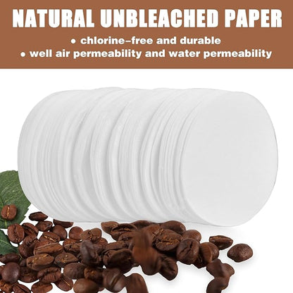 CEYAZYE 200 PCS Round Coffee Filter Paper, 56 mm Disposable Coffee Filters, Moka Coffee Pot Filter for Espresso Machine Portafilter Moka Pot, Quality Material Paper Fiber Heat Resistance