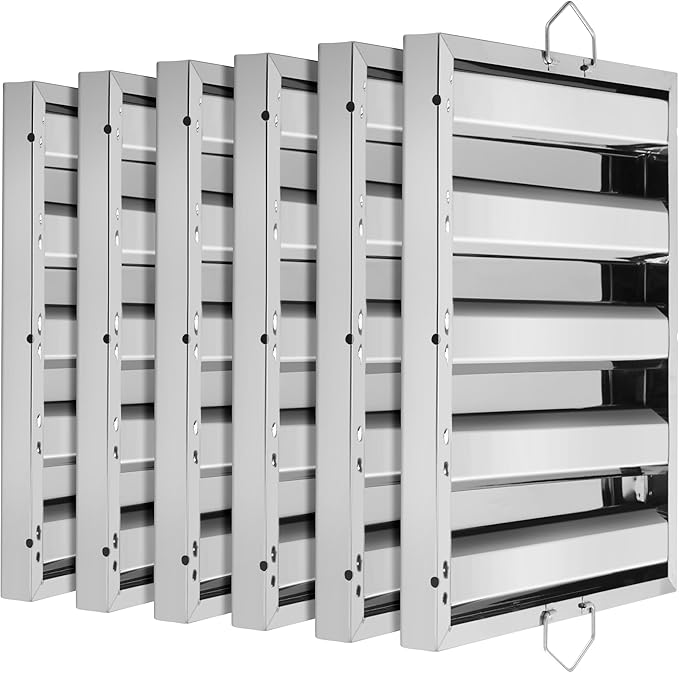 New Star Foodservice 54361 Stainless Steel Hood Filter, 20" W x 16" H, Set of 6