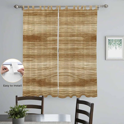 Light Brown Wood Grain Living Room Curtains 96 Inch Length, Window Curtains Tab Top, Western Farmhouse Barn Door Light Filtering Window Treatments Drapes 52"x96" 2 Panel
