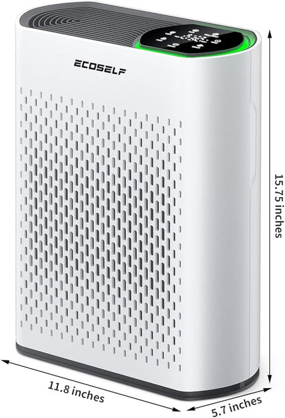Smart Air Purifiers for Large Room, Cleans 2,400 ft² in 30 Mins, 3-Stage True HEPA, 360° Airflow, Smart WiFi App Control, Real-Time Air Quality (PM2.5) Display, Ultra-Quiet 20dB Sleep Mode, HAP602WF
