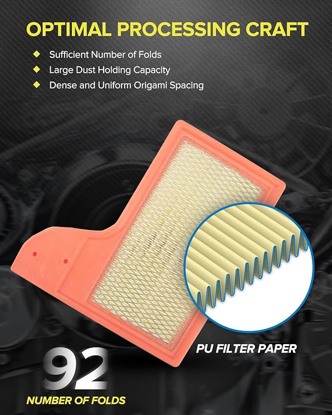 PHILTOP Engine Air Filter CA11958 Replacement for Mustang 2.3L 2015-2020, Mustang 5.0L 2015-2020, Mustang 3.7L 2015-2017, Flexible Panel