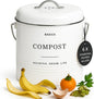 D'Lifeful Kitchen Compost Bin – 1.3 Gallon Countertop Farmhouse Compost Container with Lid – Odorless Indoor Food Scrap Pail with 6 Charcoal Filters – Eco-Conscious and Easy to Clean - White