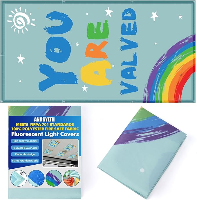 Fluorescent Light Covers - Classroom Covers for Ceiling Lights, 1 PCS 4 x 2 Feet Magnetic Light Filters, Classroom, Office Decor (You are Valued)