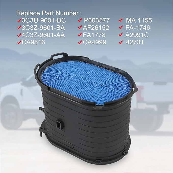CARMOCAR Air Filter FA1778 Replacement for Ford 6.0L F250 F350 F450 F550 Super Duty V8 2003-2007 Excursion Power stroke Diesel 2003-2005 4C3Z-9601-AA 3C3U-9601-BC CA9516