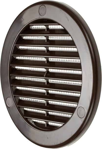 Vent Systems 4" Inch (Opening Dimensions) - Pack of 10 - Brown Soffit Vent Cover - Plastic Round Air Vent Grille - Built-in Mesh Screen - HVAC Register Louver for Bathroom, Home, Kitchen