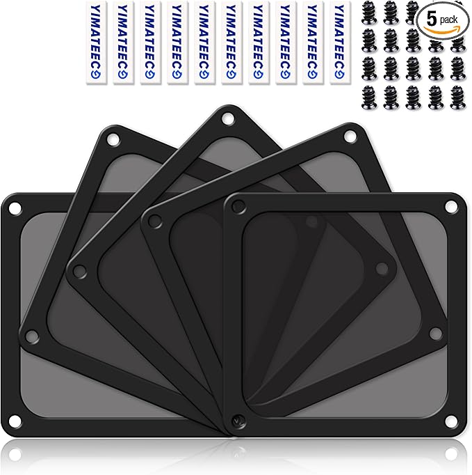 Dust Filter PC 120mm for Computer Cooler/PSU/Routers Nylon 80 Mesh, Magnetic Frame PC Fan Dust Mesh PC Cooler Filter Dustproof Computer Fan Grills (Nylon, 120 * 120mm, 5pcs, Black)