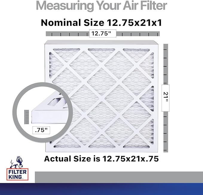 Filter King 12.75x21x1 Air Filter | 4-PACK | Carbon MERV 8 HVAC Pleated A/C Furnace Filters | MADE IN USA | Actual Size: 12.75 x 21 x .75"