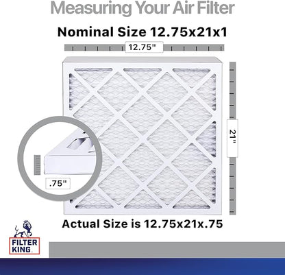 Filter King 12.75x21x1 Air Filter | 4-PACK | Carbon MERV 8 HVAC Pleated A/C Furnace Filters | MADE IN USA | Actual Size: 12.75 x 21 x .75"