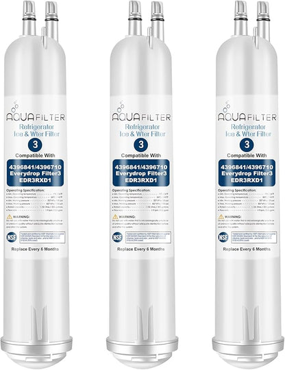 FILTER3 4396841 Refrigerator Water Filter Replacement Compatible with 4396841 4396710 EDR3RXD1 EDR3RXD1B Filter 3 P1WB2 P2RFWG2, 46-9030, Pur W10121145 W10121146 (3-PACK)
