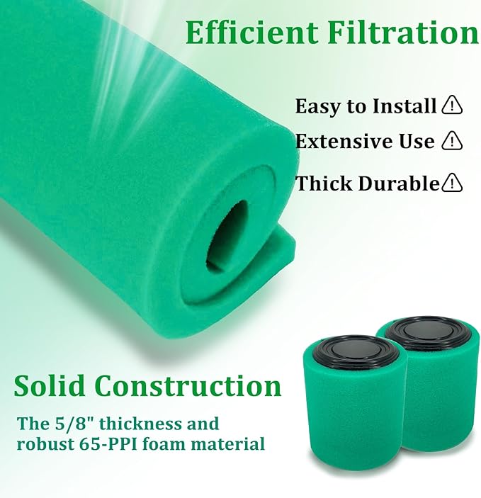 Foam Air Filter Replace for U-ni Filter BF-1 BF1, 14" X 17" X 5/8" 65-PPI Reusable Green Fine Filter Foam Sheet for Motorcycle ATV Dirt Bike UTV Most Small Engines