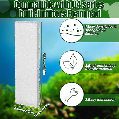 Pangda 12 Pcs Carbon Filter Foam Pads and Foam Filters Compatible with U4 Range of Internal Underwater Sponge Aquarium Underwater Filter Accessories for Internal Replacement Aquarium Fish Tank