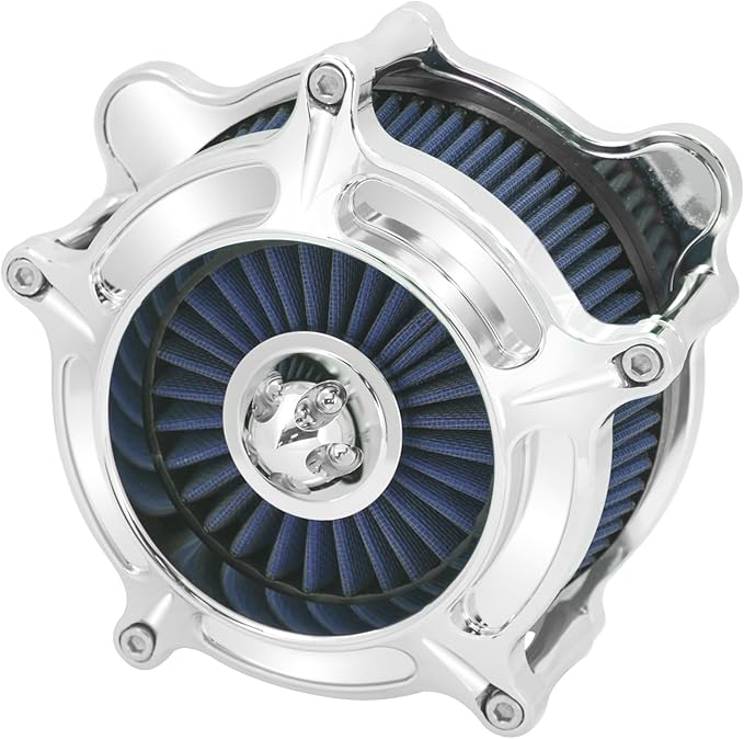 HDBUBALUS Motorcycle Air Filter Air Cleaner Intake System Cleaner Fit For Harley Dyna Softail Touring Trike 2008-2017 Chrome