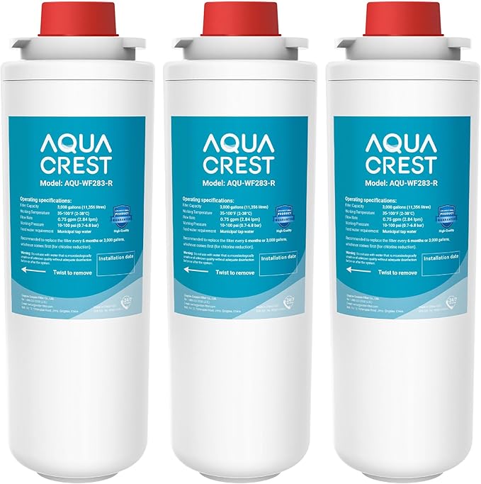 [WITH CHIP] AQUA CREST WF283-R Replacement for Elkay® 51300C, Compatible with Elkay® ezH20® and Halsey Taylor® Bottle Filling Stations, NSF/ANSI 42, Reduces Chlorine, Bad Taste & Odor, 3 Packs
