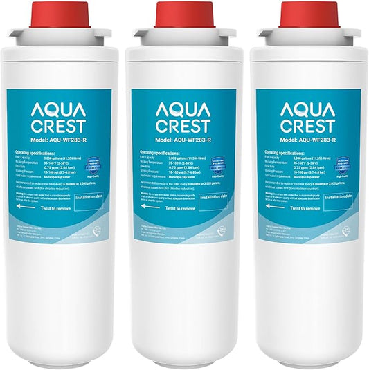 [WITH CHIP] AQUA CREST WF283-R Replacement for Elkay® 51300C, Compatible with Elkay® ezH20® and Halsey Taylor® Bottle Filling Stations, NSF/ANSI 42, Reduces Chlorine, Bad Taste & Odor, 3 Packs