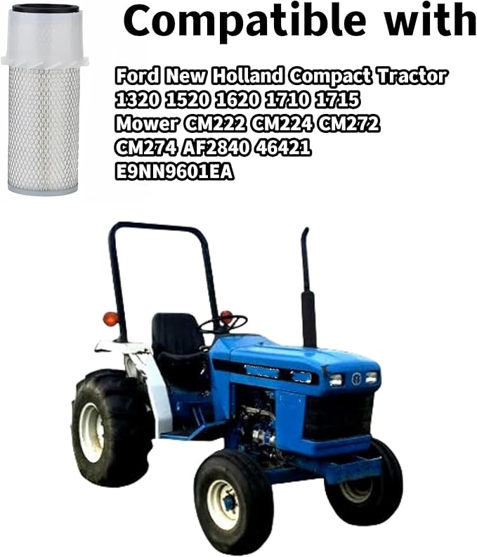 86512888 Air Filter Compatible with Ford New Holland Compact Tractor 1320 1520 1620 1710 1715 Mower CM222 CM224 CM272 CM274 AF2840 46421 E9NN9601EA