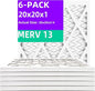 20x20x1 MERV 13 (6-Pack) Pleated Air Filter (Actual Size: 19.75"x19.75"x0.75") MPR 1900 & FPR 10, Furnace Air Filters, 20x20x1 air filter