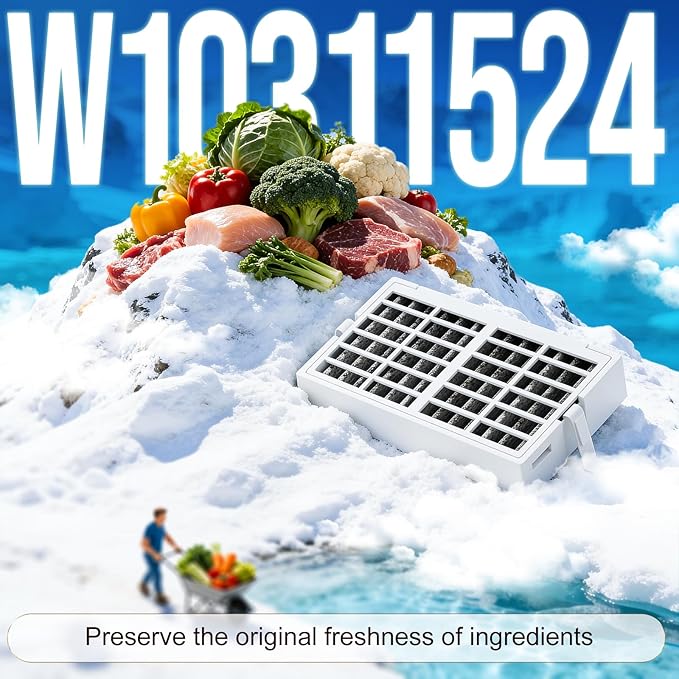 W10311524 AIR1 Refrigerator Air Filter Cartridge Replacement for Whirlpool Kenmore Refrigerator Compatible with Fresh Flow Refrigerator Air Filter, White, 4 Pack by Funmit